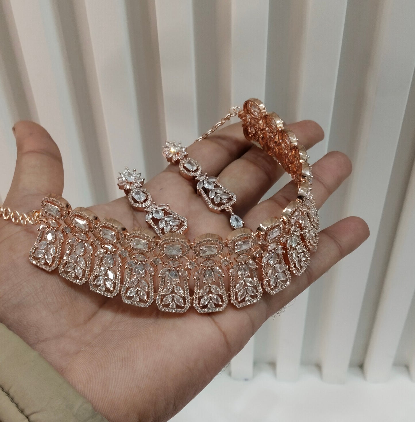 White Rose CZ Choker Jewellery Oceanside Set