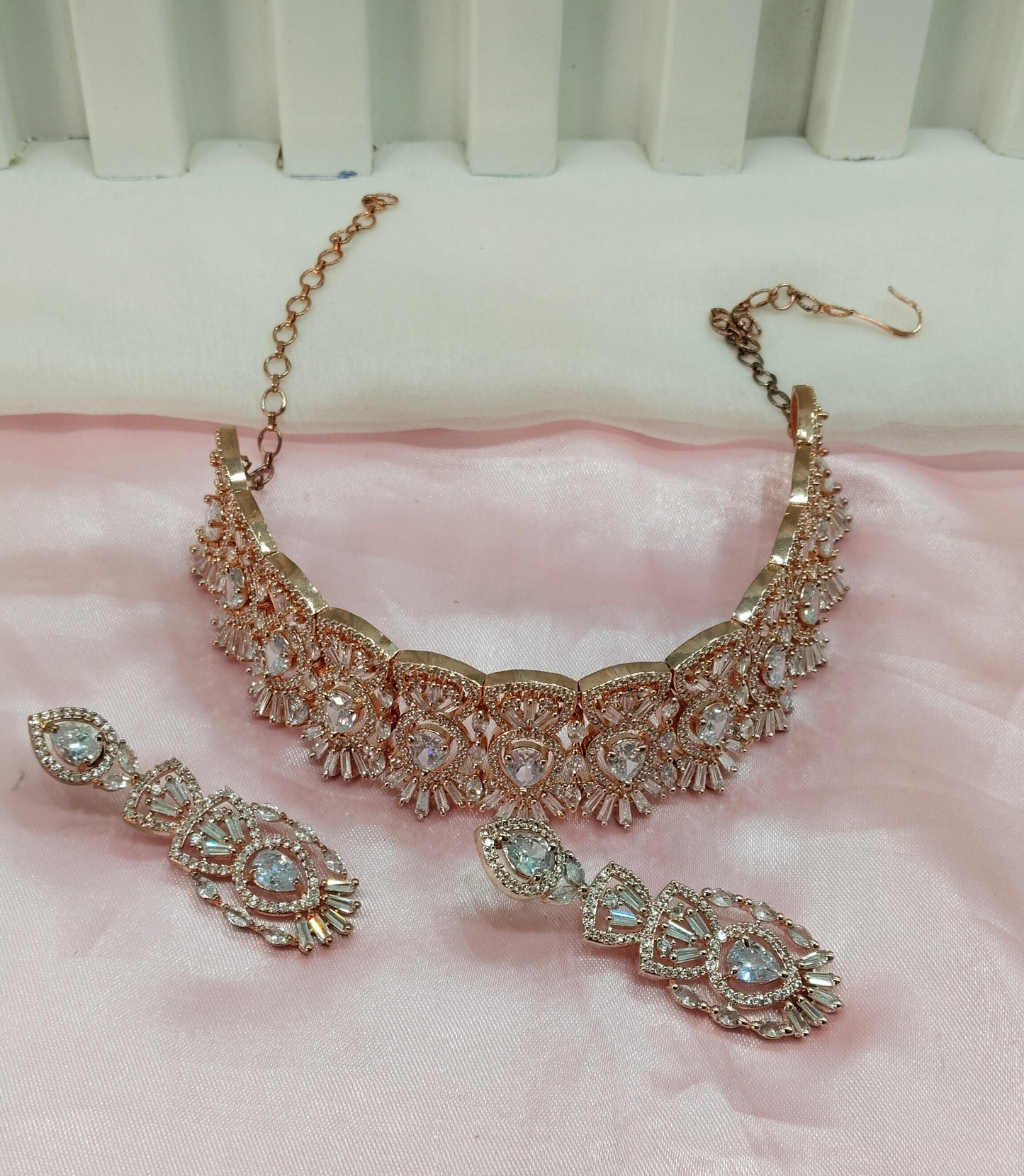 White Rose CZ Choker Jewellery Oceanside Set