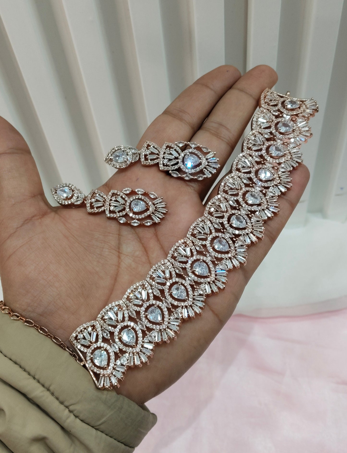 White Rose CZ Choker Jewellery Oceanside Set