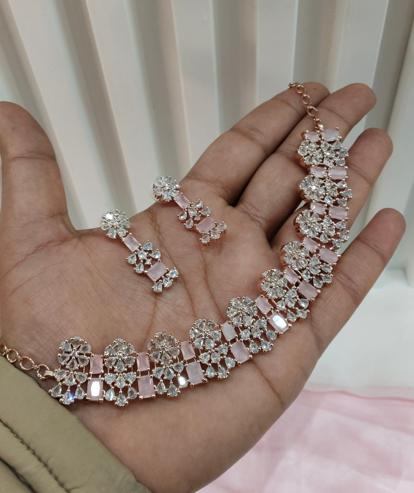 Pink Rose CZ Choker Jewellery Oceanside Set