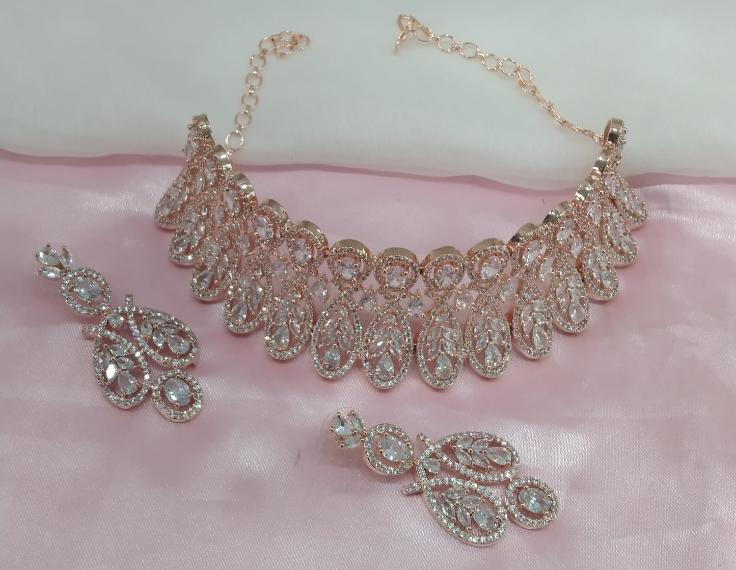 White Rose CZ Choker Jewellery Kygo Set