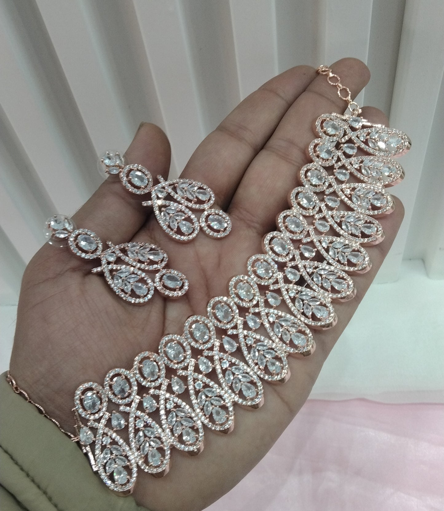 White Rose CZ Choker Jewellery Kygo Set