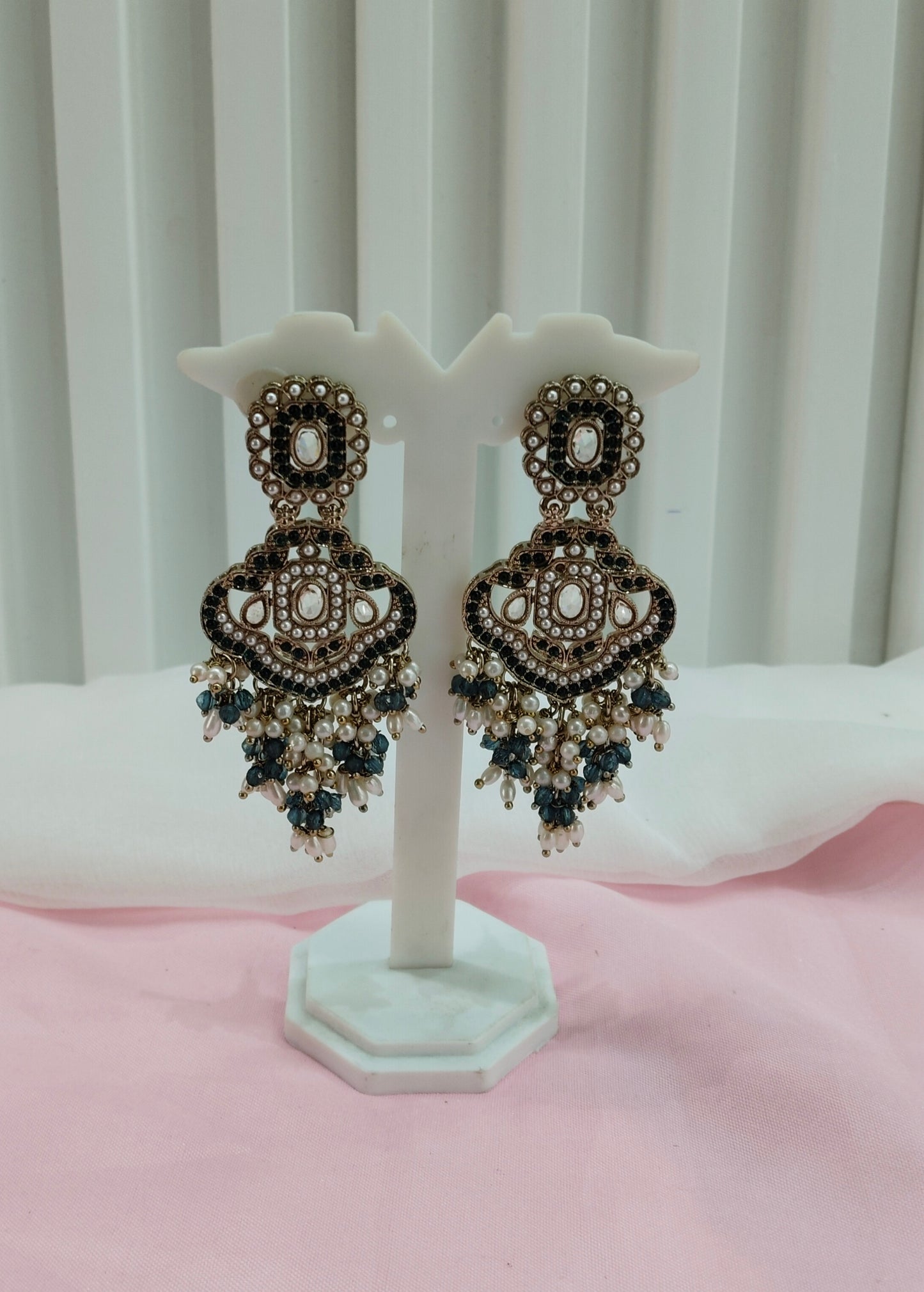 Rama Green Antique Gold Bollywood Earrings Reet Set