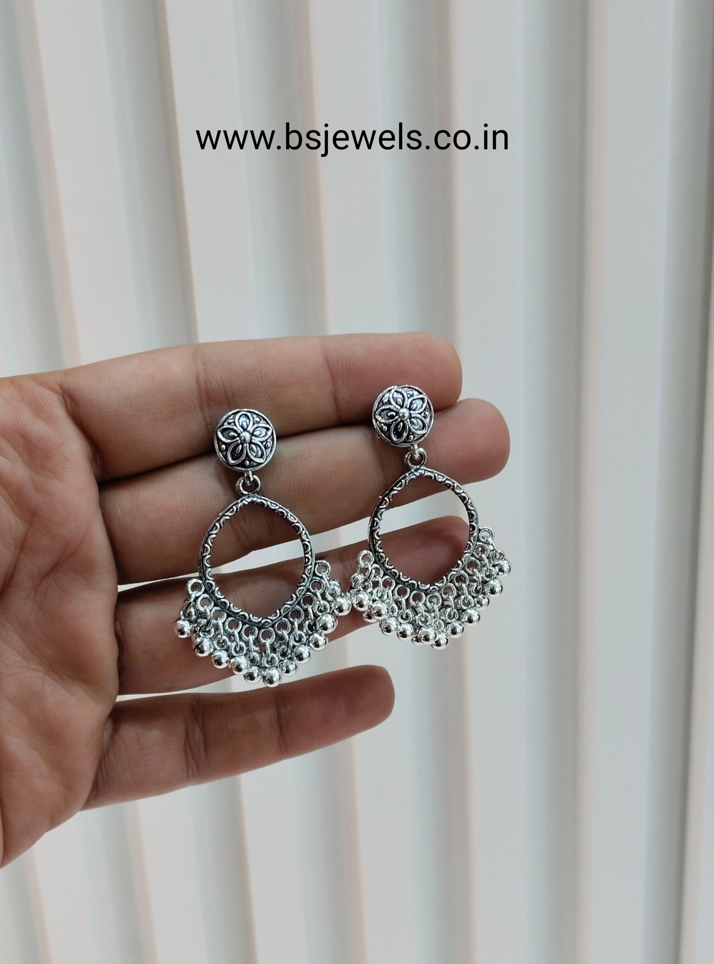 Antique Silver Oxidized Metal Professor Earrings Set