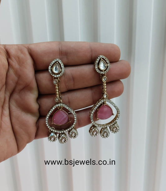 Pink Antique Gold Omna Earrings Set