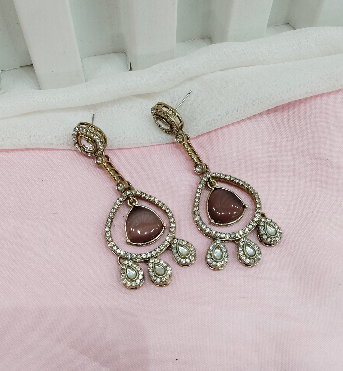 Purple Antique Gold Omna Earrings Set