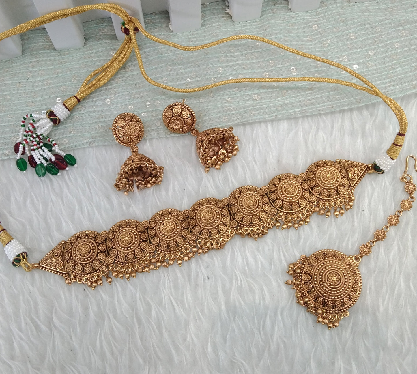 Gold Polki Choker Jewellery Jannvi Set