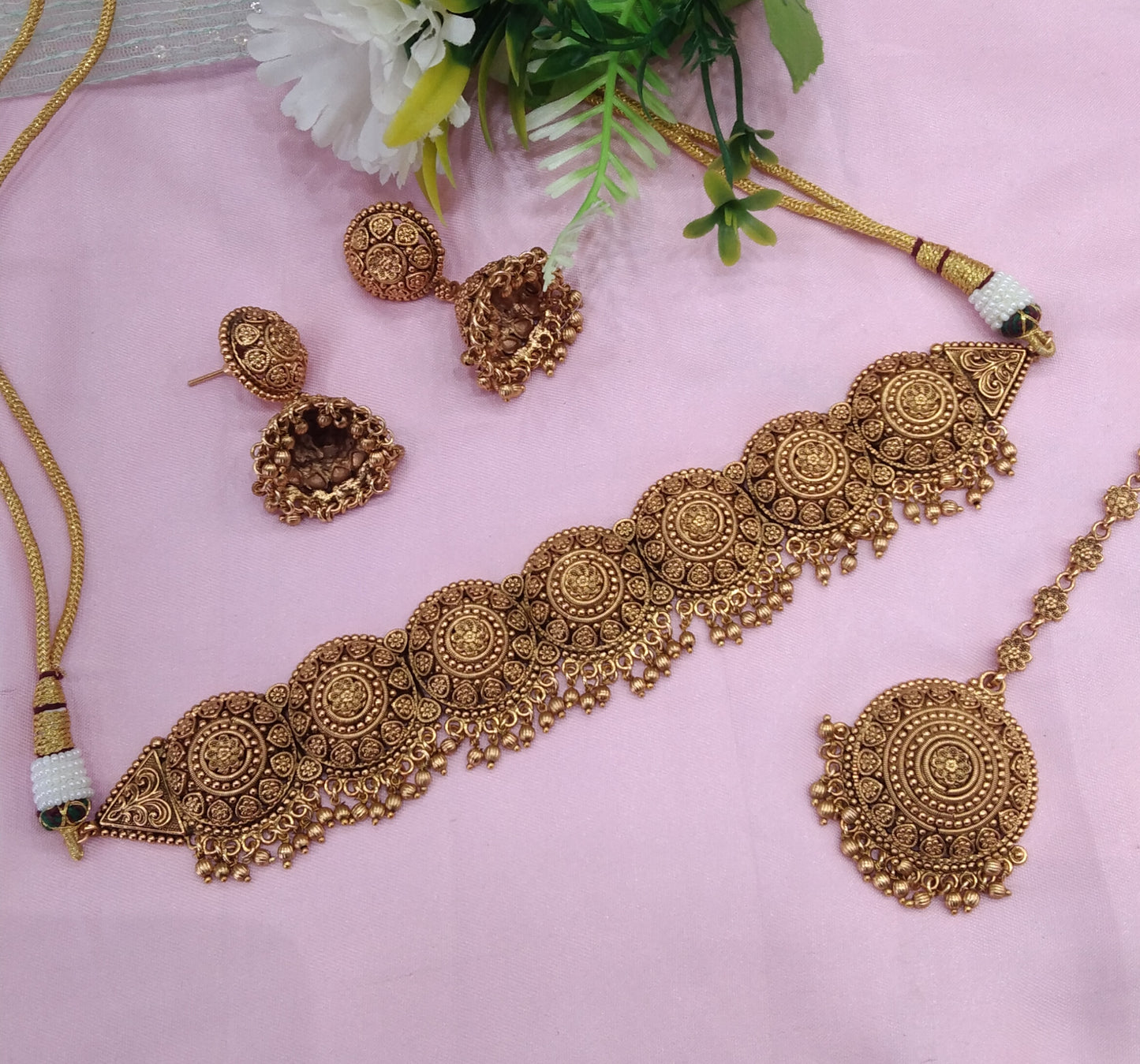 Gold Polki Choker Jewellery Jannvi Set