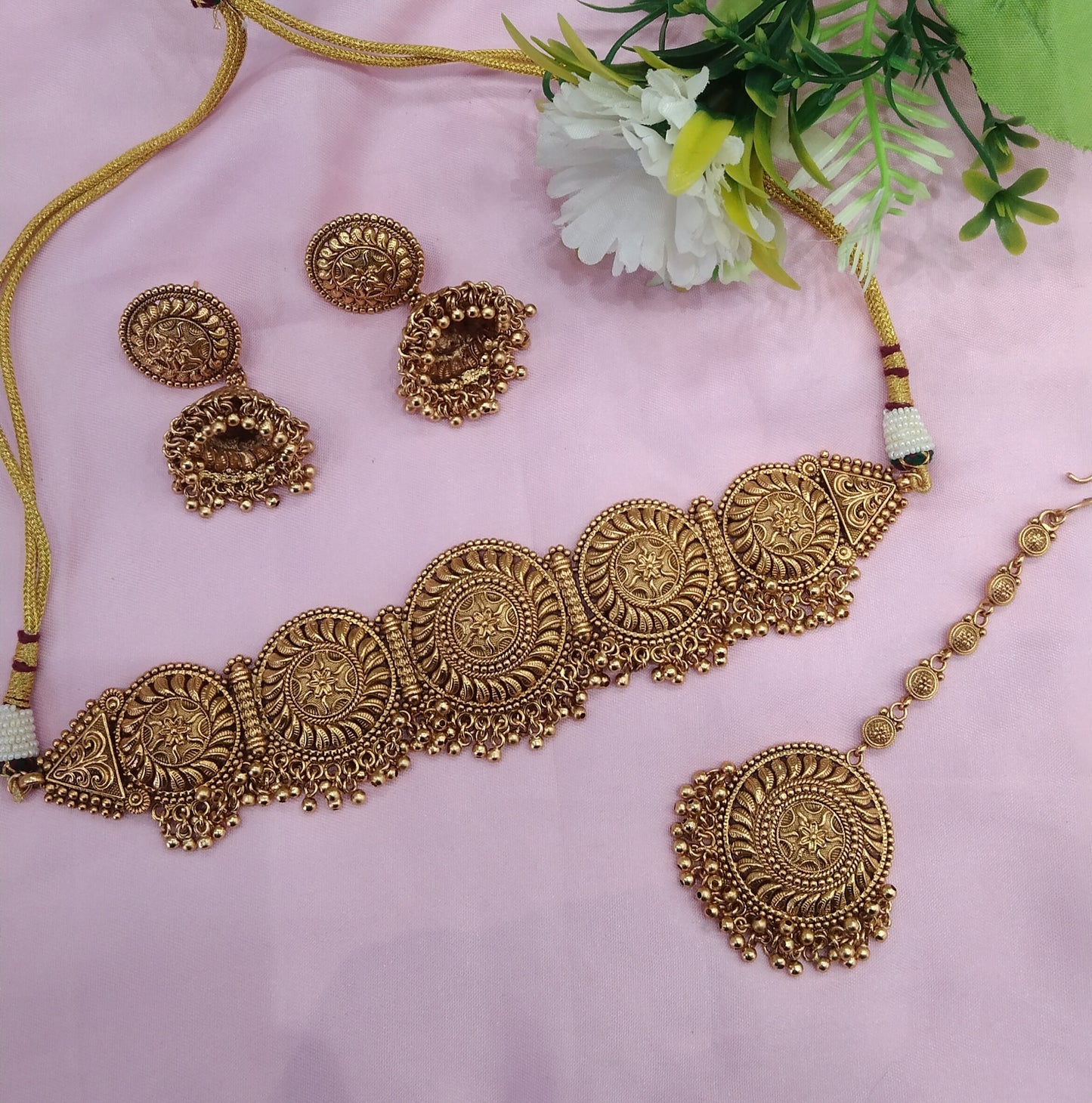Gold Polki Choker Jewellery Jannvi Set