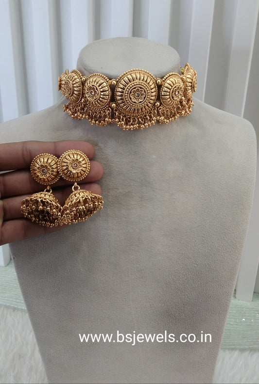 Gold Polki Choker Jewellery Jannvi Set