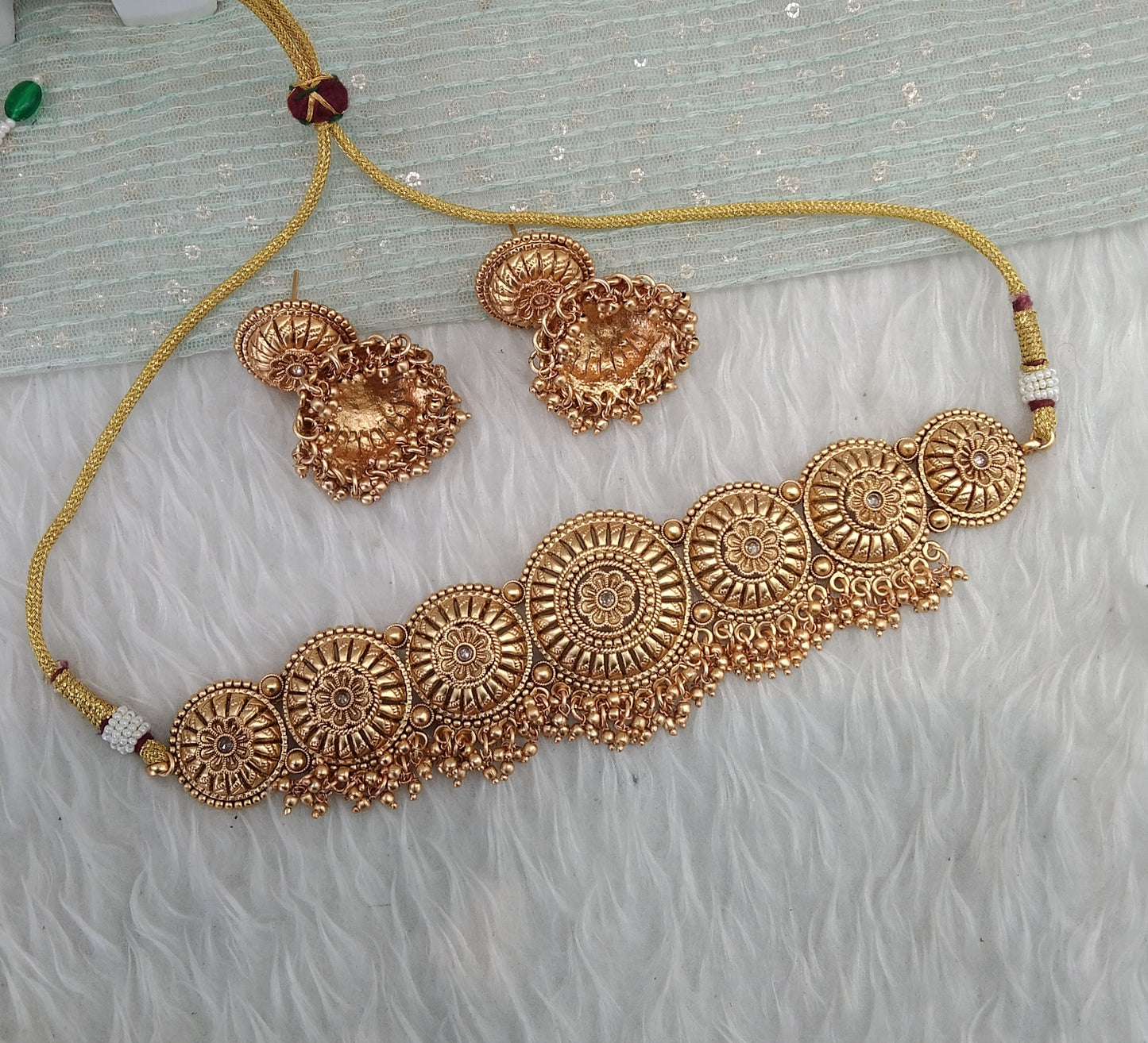 Gold Polki Choker Jewellery Jannvi Set