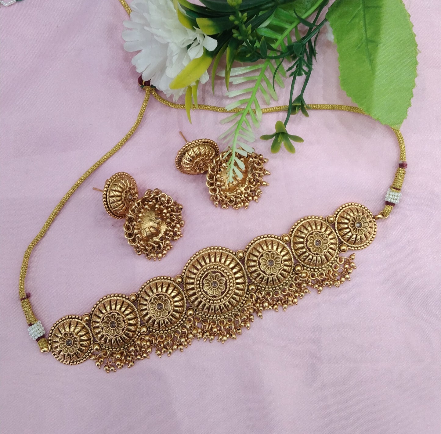 Gold Polki Choker Jewellery Jannvi Set