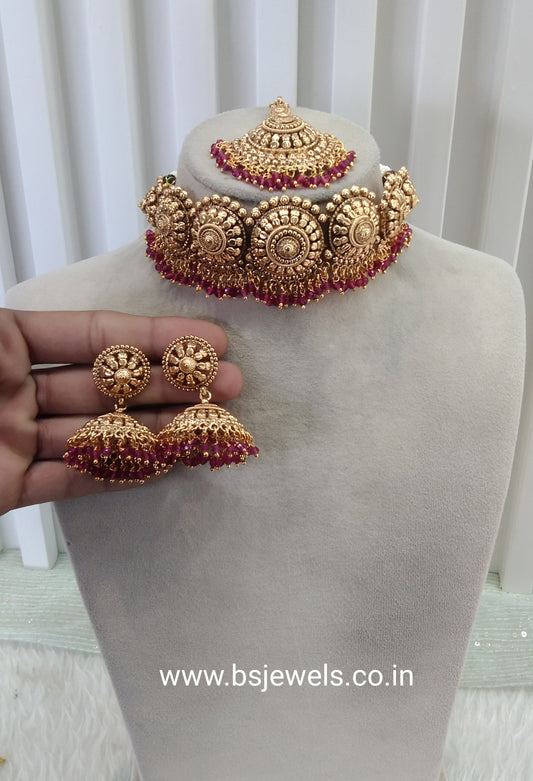 Ruby Gold Polki Choker Jewellery Jannvi Set