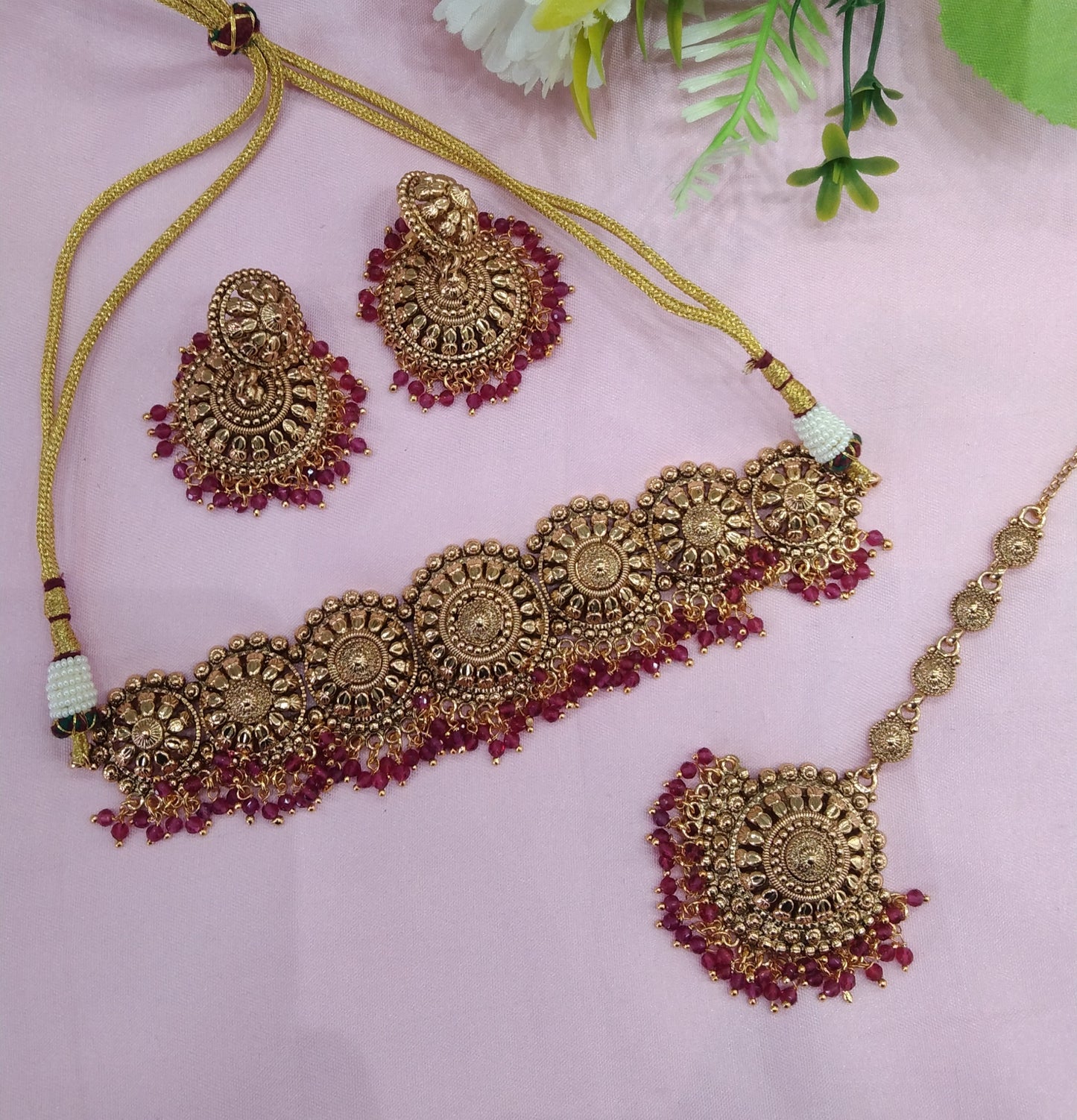 Ruby Gold Polki Choker Jewellery Jannvi Set