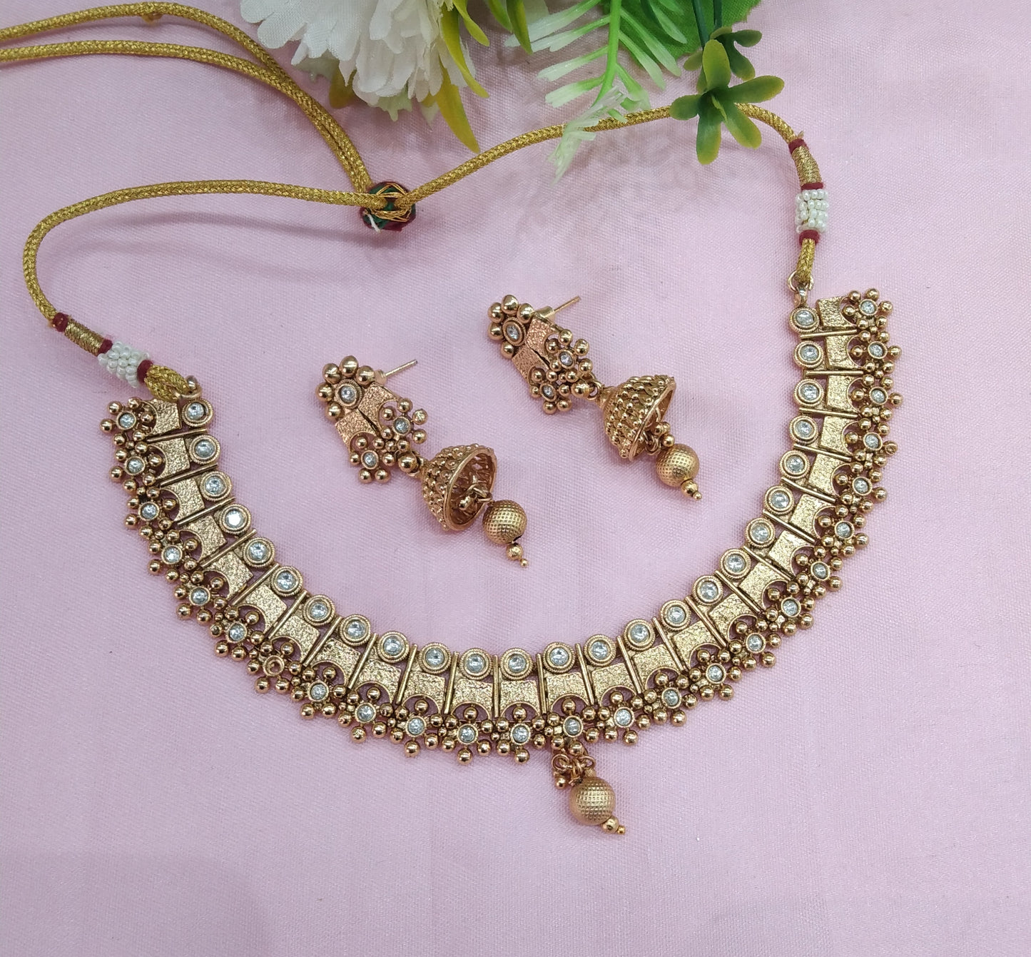 Gold Polki Necklace Jewellery Hanita Set