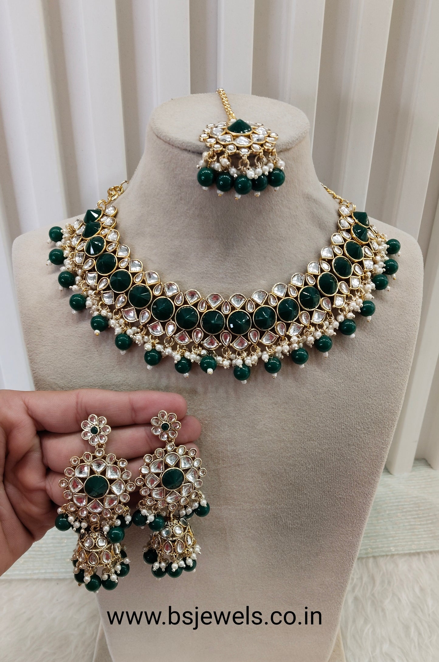Green Kundan Necklace Jewellery Krishn Set