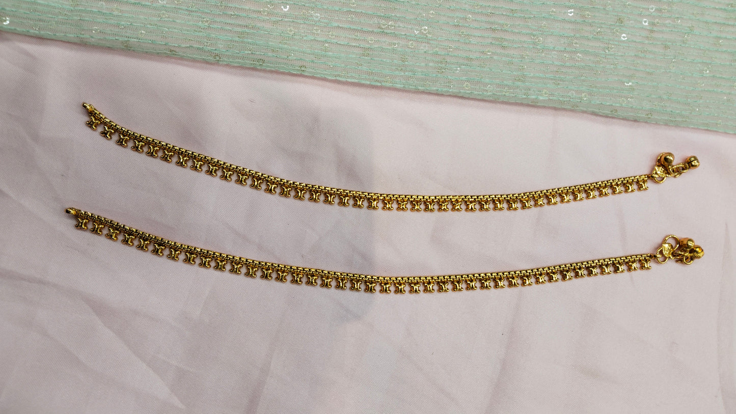 Gold Polki Anklets Jhanjar Payal Jewellery Prince Set