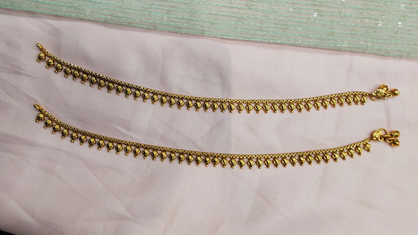Gold Polki Anklets Jhanjar Payal Jewellery Prince Set