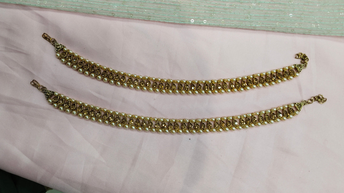 Antique Gold Anklets Jhanjar Payal Jewellery Prince Set