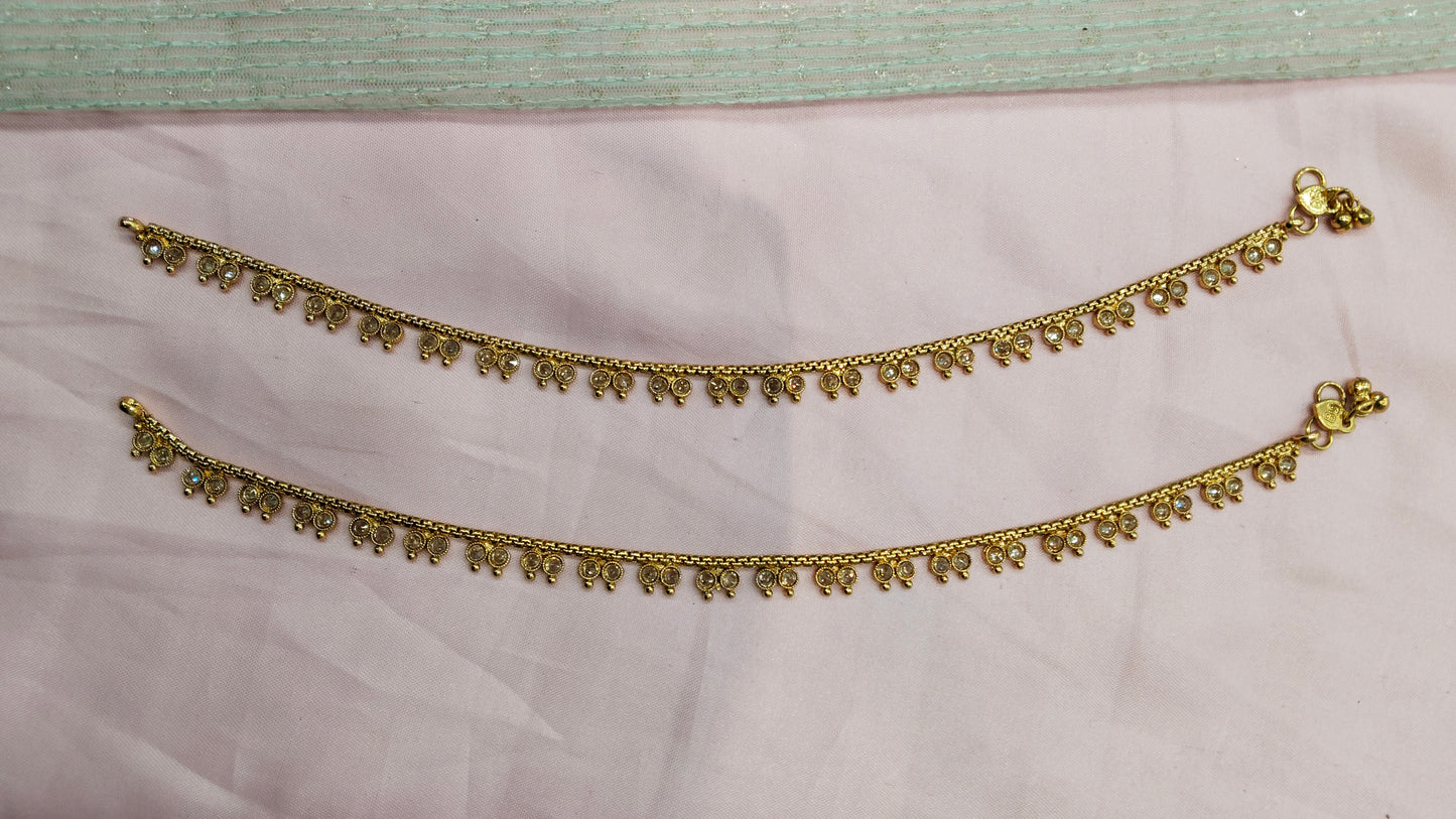 Gold Polki Anklets Jhanjar Payal Jewellery Prince Set