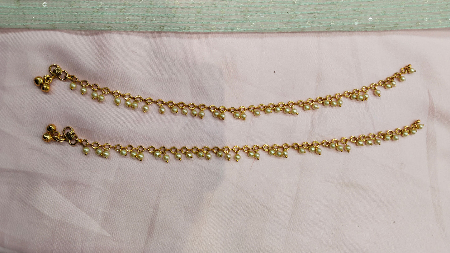 Gold Polki Anklets Jhanjar Payal Jewellery Prince Set