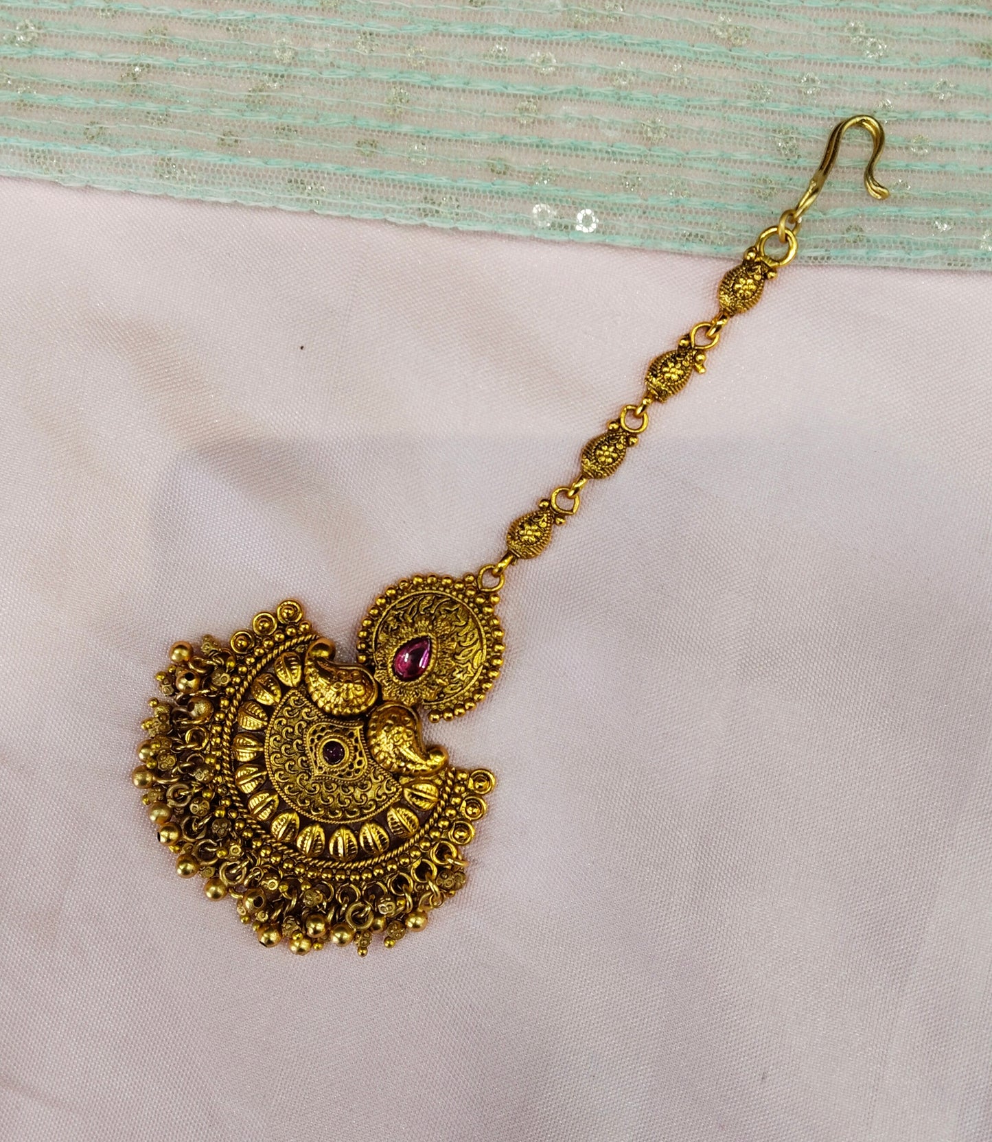 Gold polki Tikka Jewellery Headpiece Gurpiar Set
