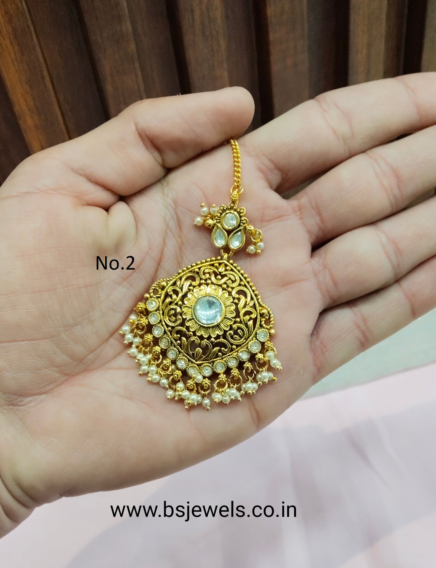 Gold polki Tikka Jewellery Headpiece Gurpiar Set