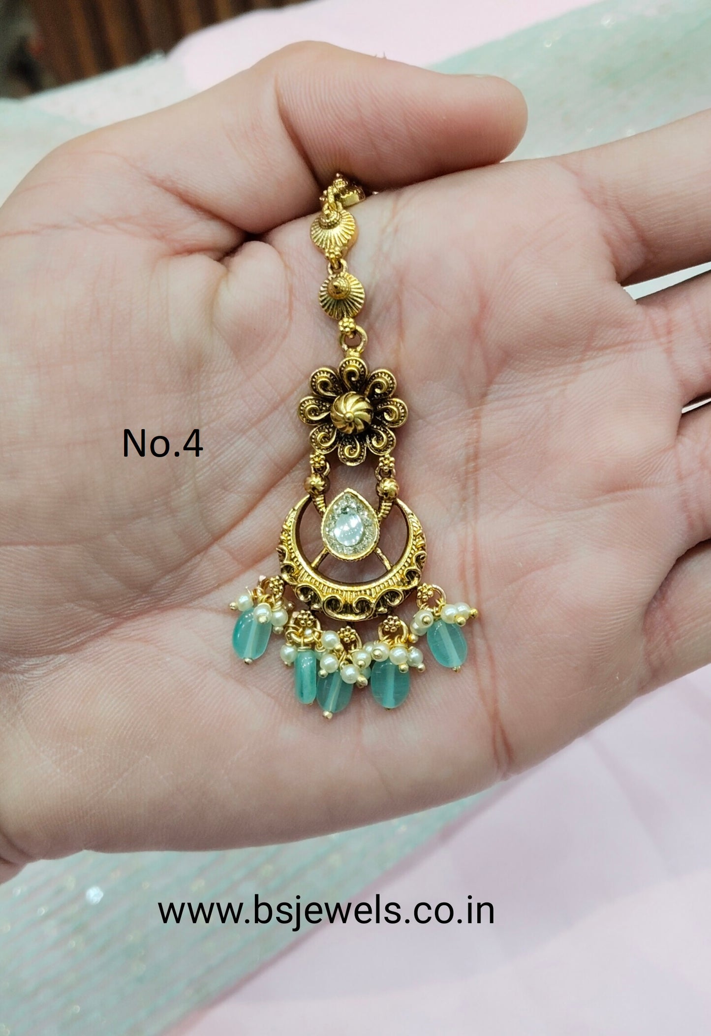 Gold polki Tikka Jewellery Headpiece Gurpiar Set