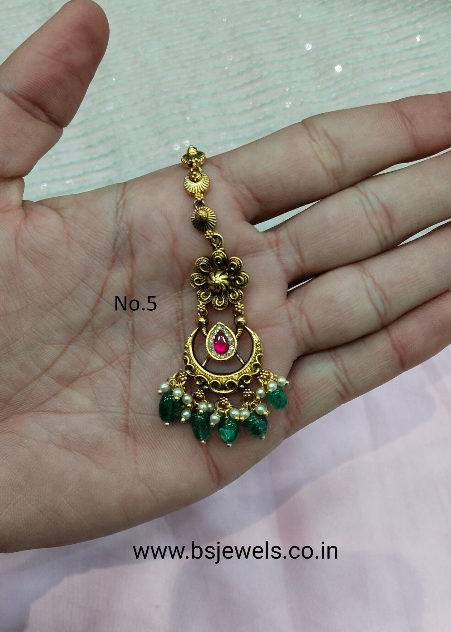 Gold polki Tikka Jewellery Headpiece Gurpiar Set