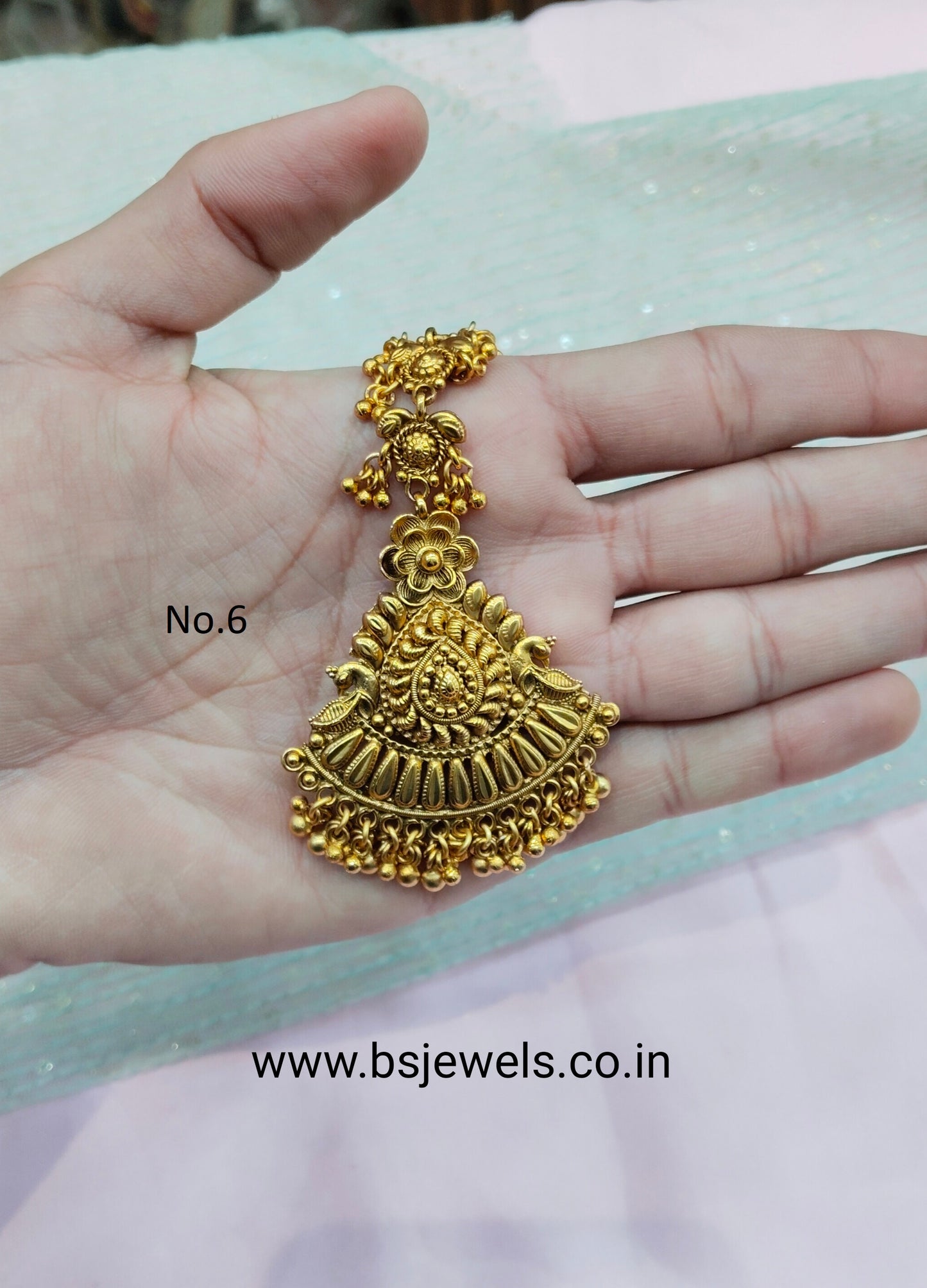 Gold polki Tikka Jewellery Headpiece Gurpiar Set