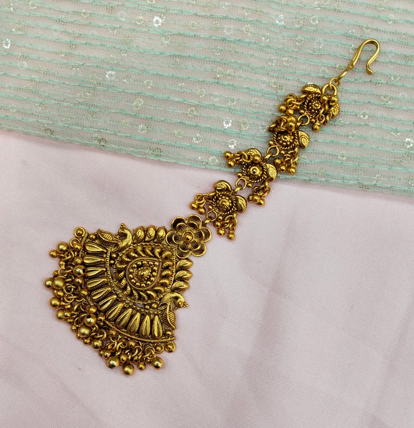 Gold polki Tikka Jewellery Headpiece Gurpiar Set