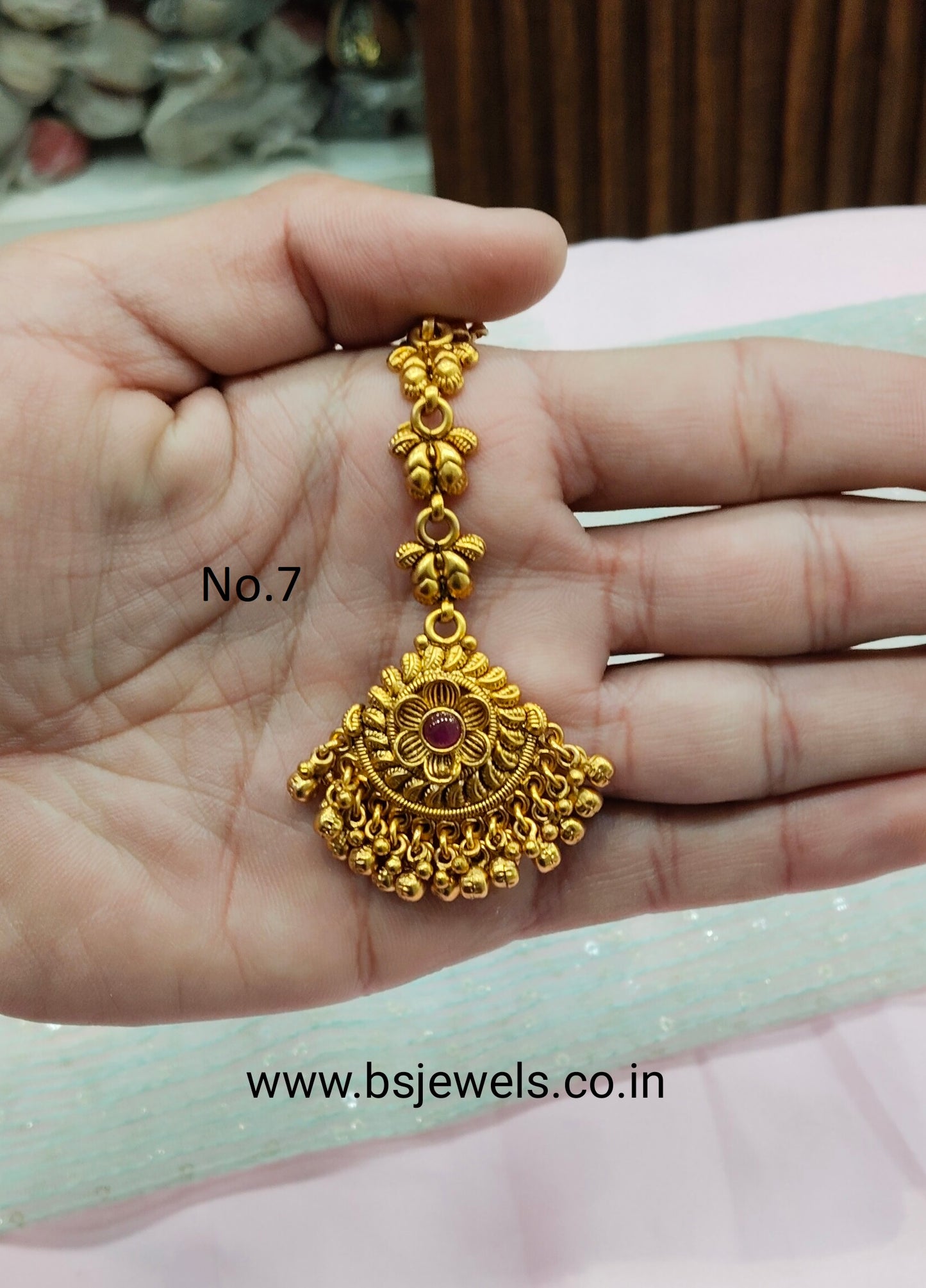 Gold polki Tikka Jewellery Headpiece Gurpiar Set