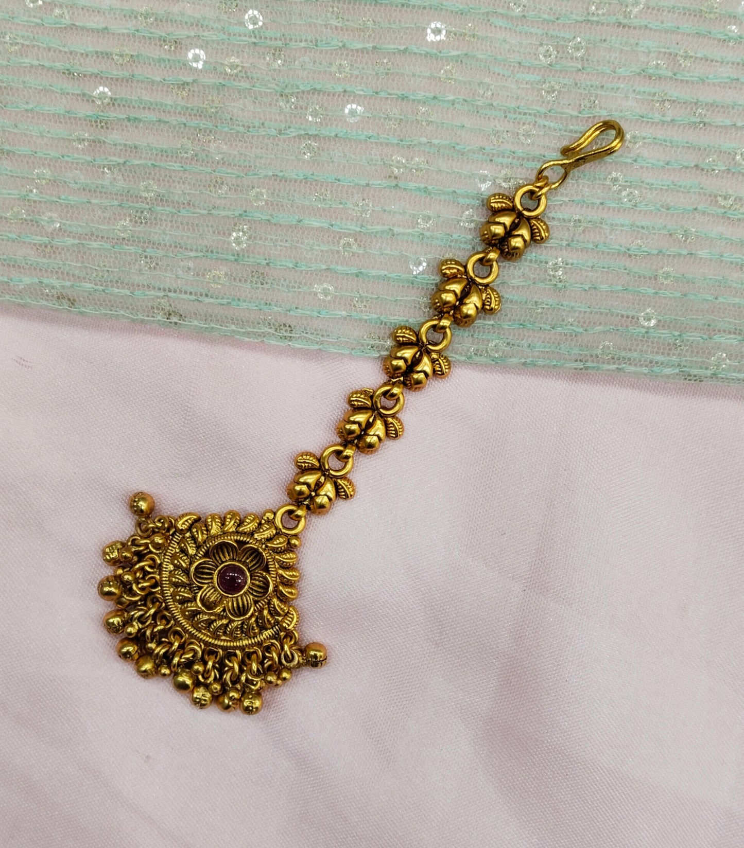 Gold polki Tikka Jewellery Headpiece Gurpiar Set