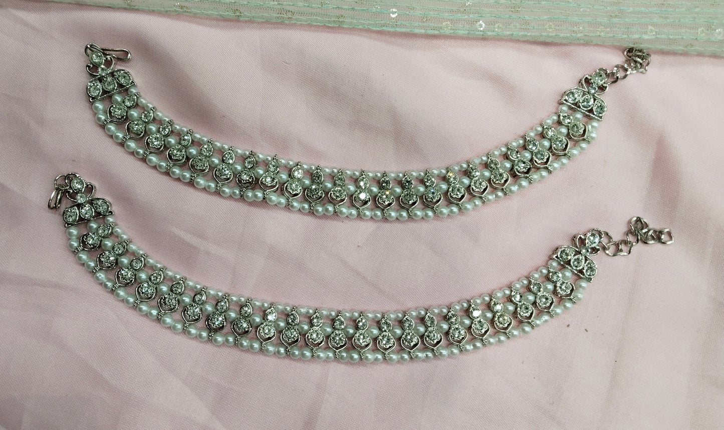 Silver White Anklets Jhanjar Payal Jewellery Prince Set