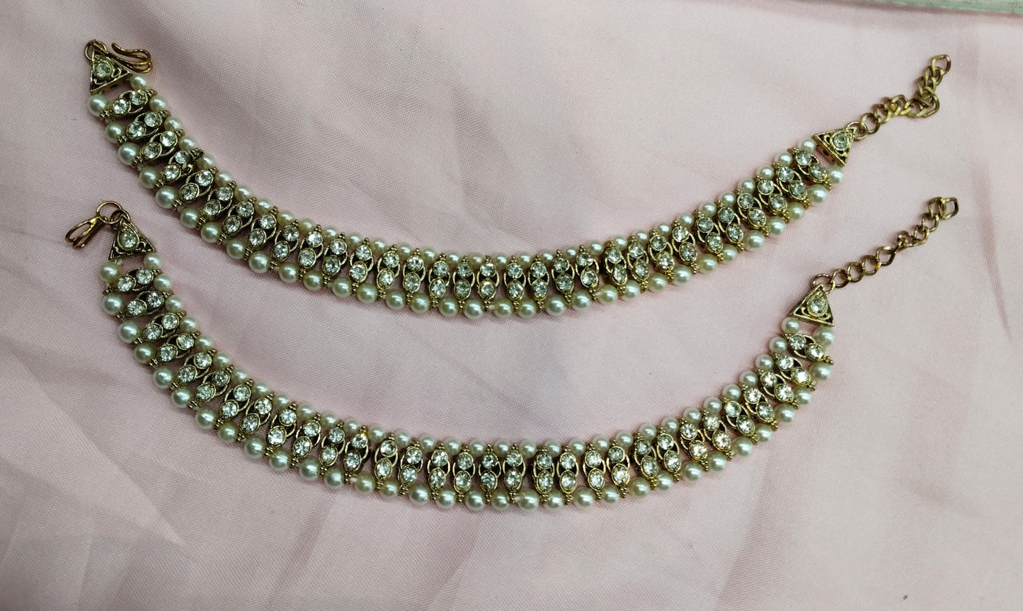 Antique White Anklets Jhanjar Payal Jewellery Prince Set
