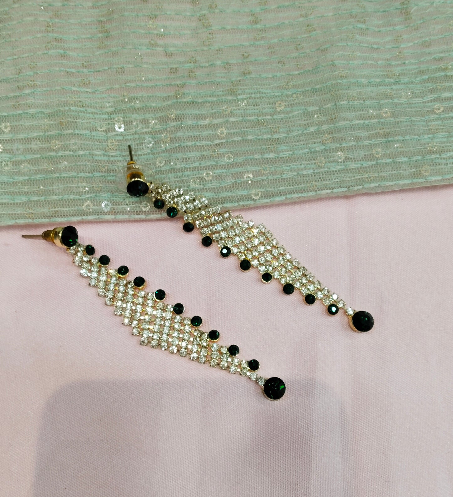 Mint Gold Bollywood Earrings Jewellery Gurpyar Set