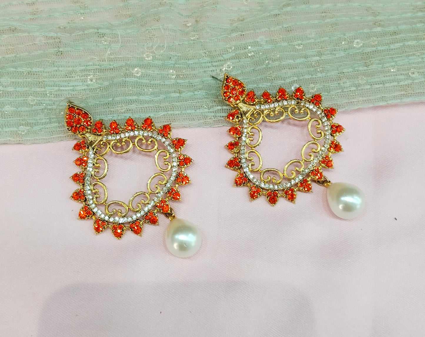 Orange Bollywood Spiti Earrings
