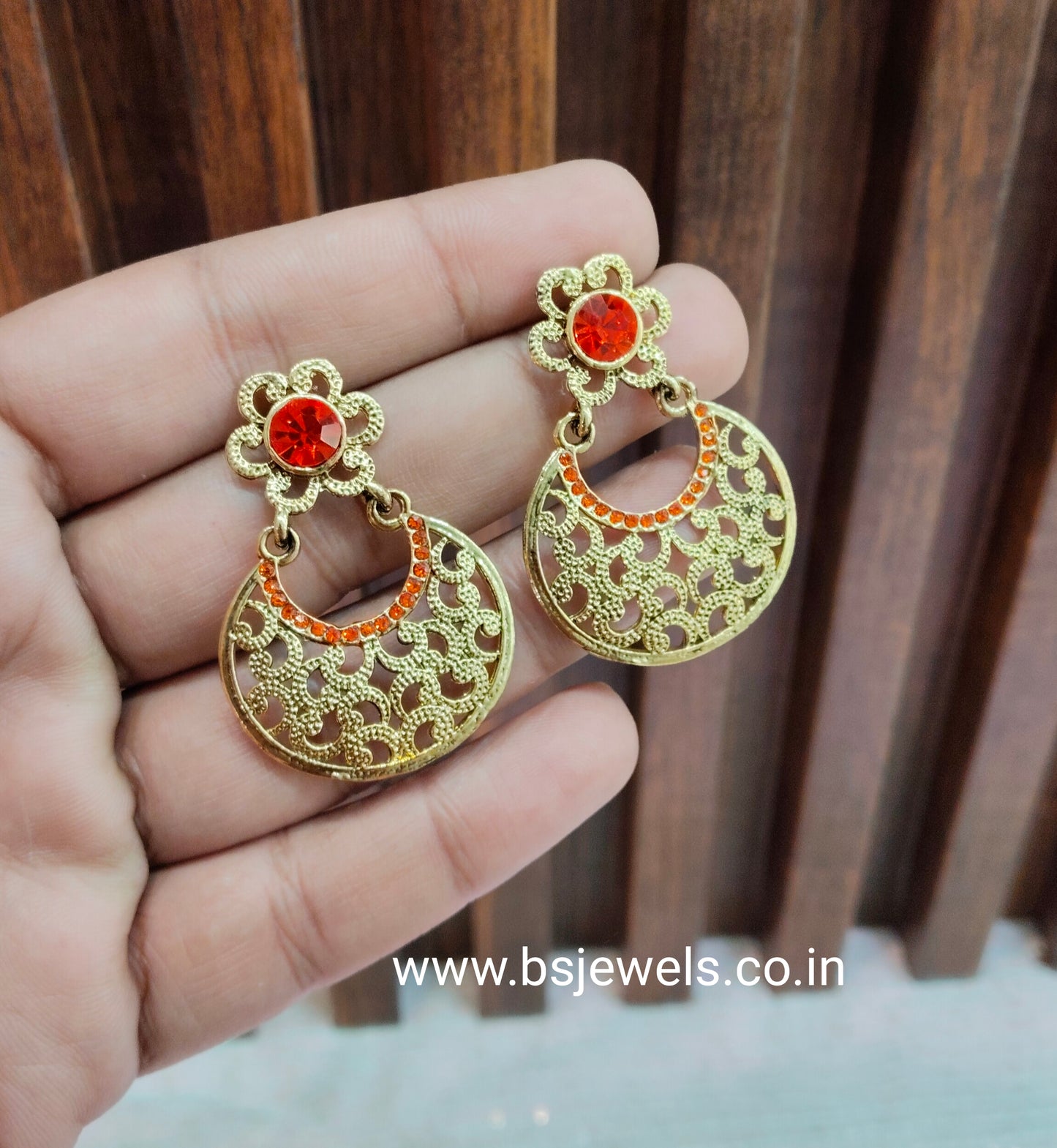 Orange Bollywood Spiti Earrings