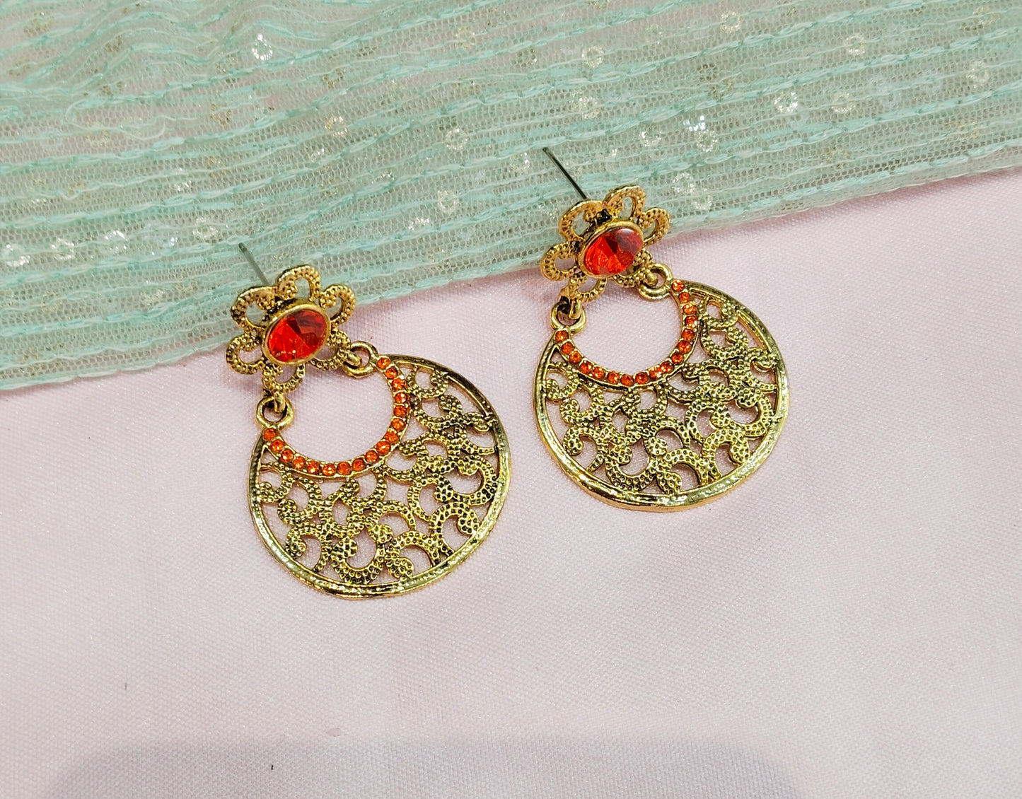 Orange Bollywood Spiti Earrings
