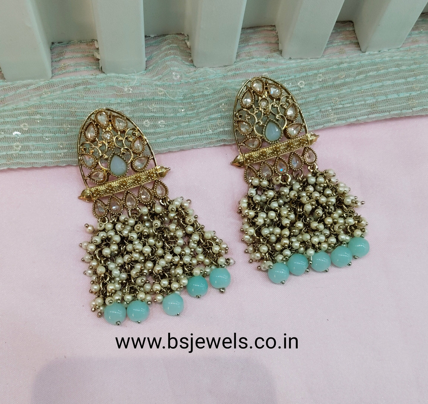 Sea Green Bollywood Hero Earrings