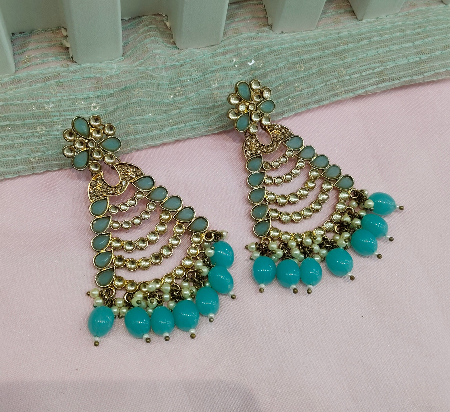 Sea Green Bollywood Hero Earrings