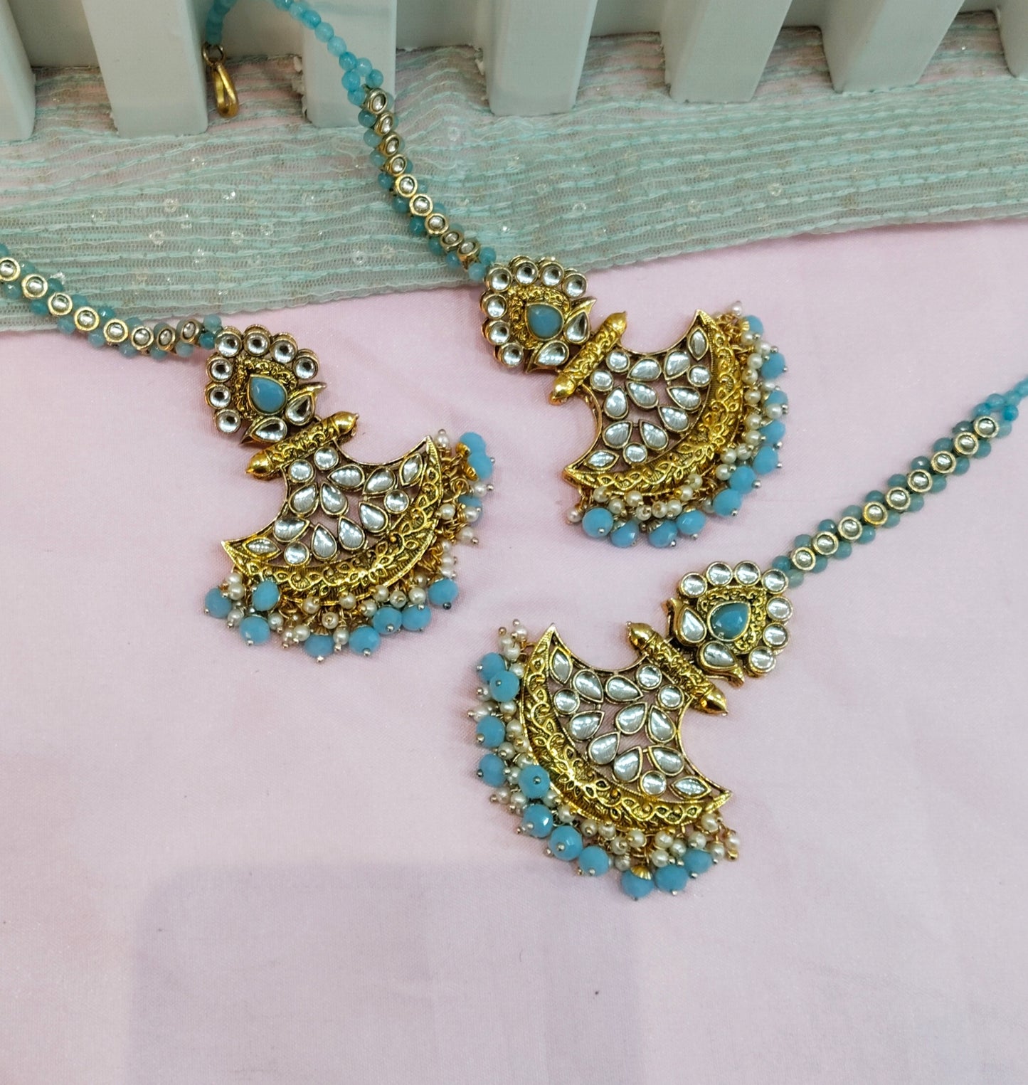 Firoza Bollywood Hero Earrings Tikka Set
