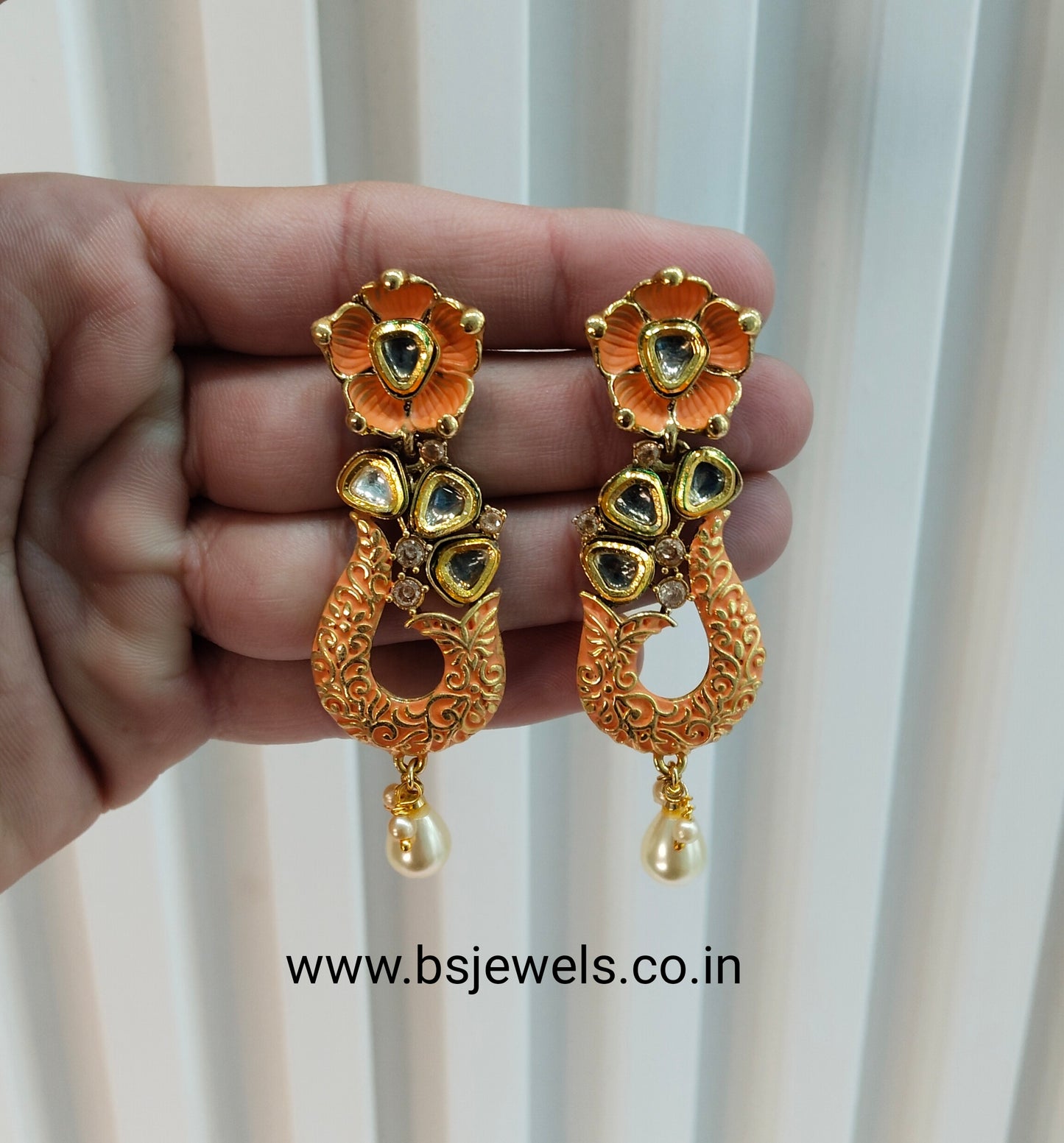 Orange Peach Bollywood Rohit Earrings