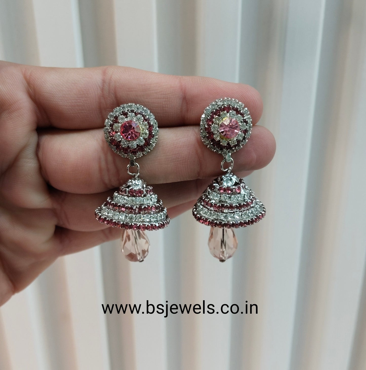 Pink Bollywood Jhumki Rohit Earrings