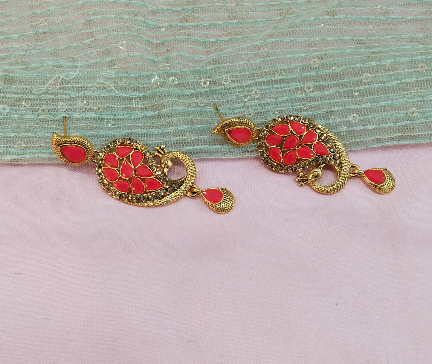 Hot pink Bollywood Rohit Earrings