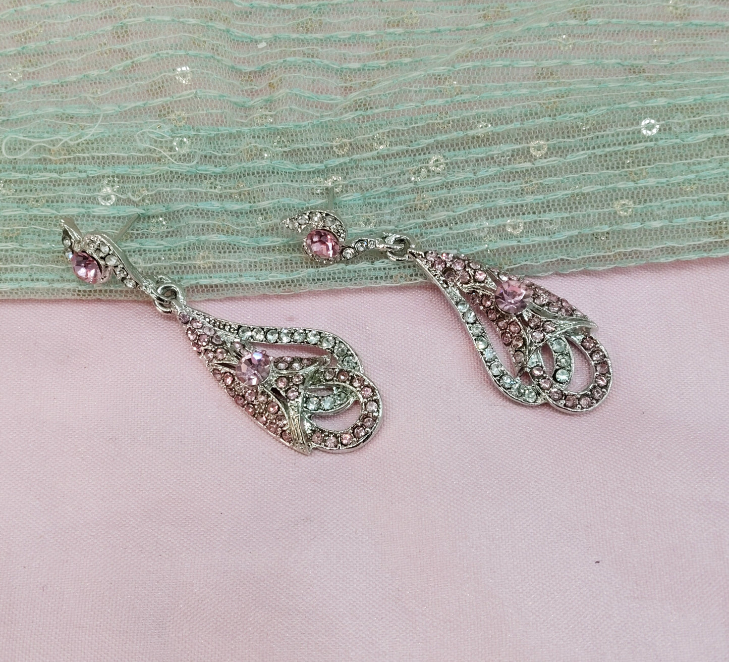Silver Pink Bollywood Rohit Earrings