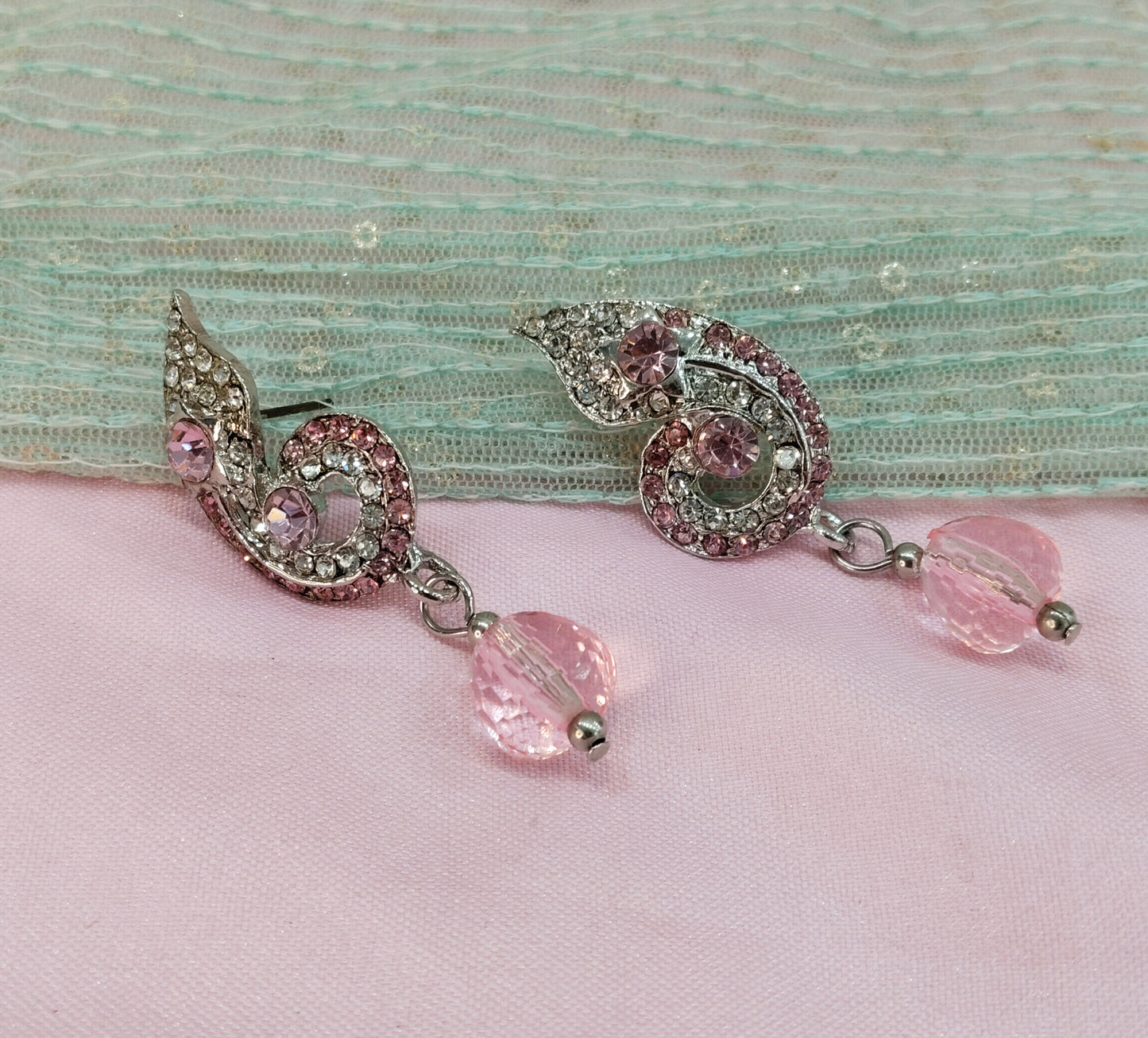 Silver Pink Bollywood Rohit Earrings