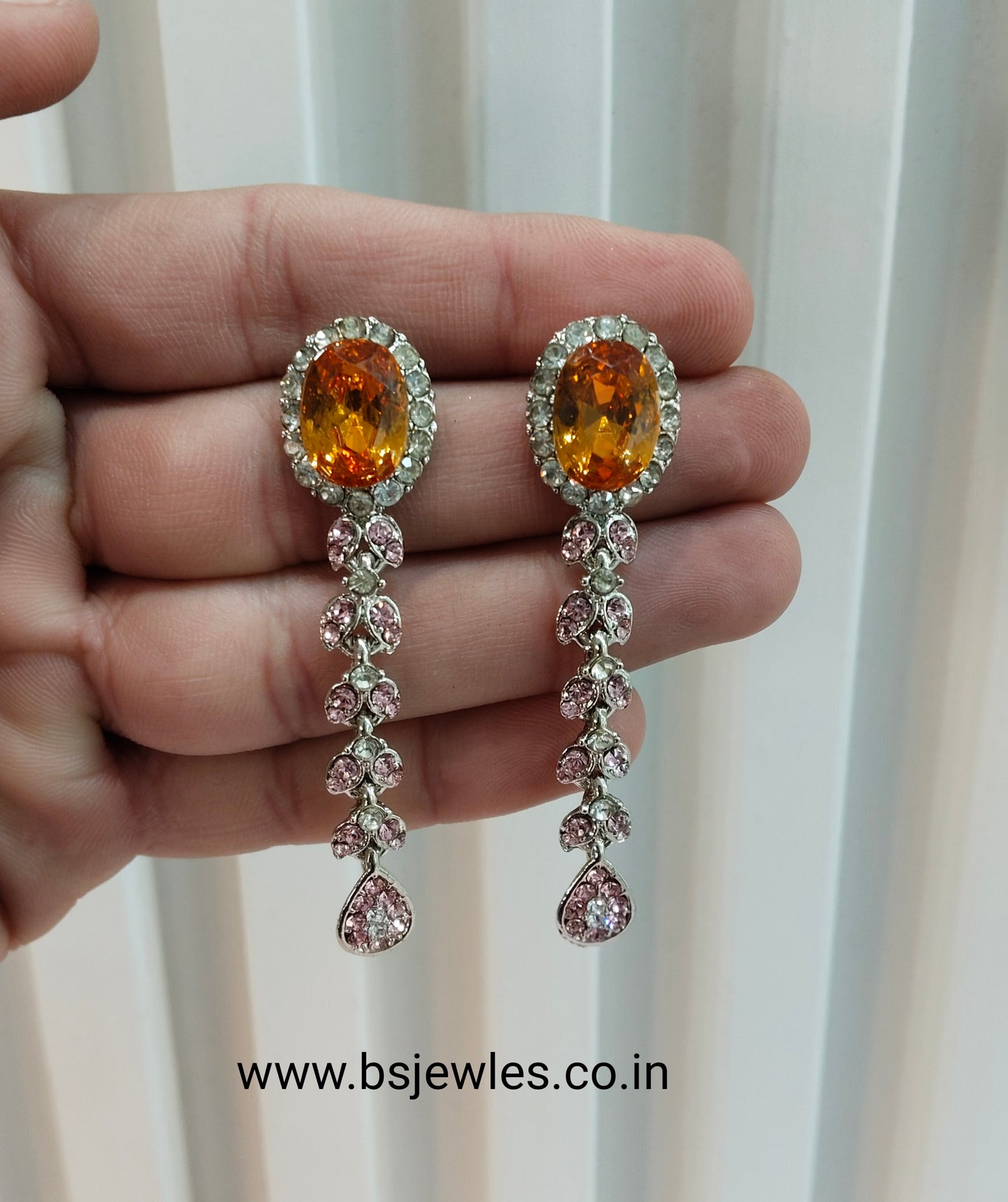 Silver Pink Bollywood Rohit Earrings