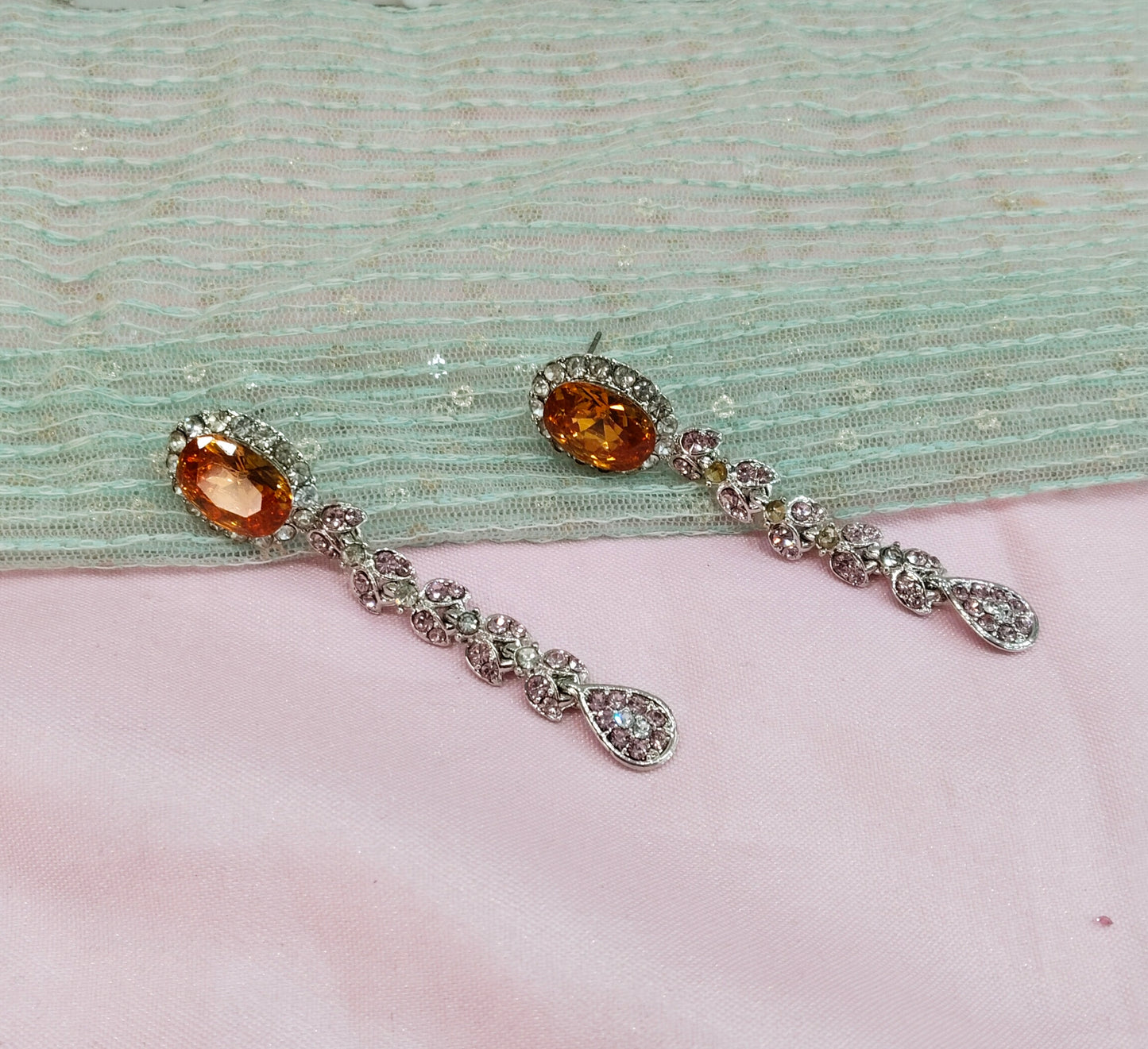 Silver Pink Bollywood Rohit Earrings