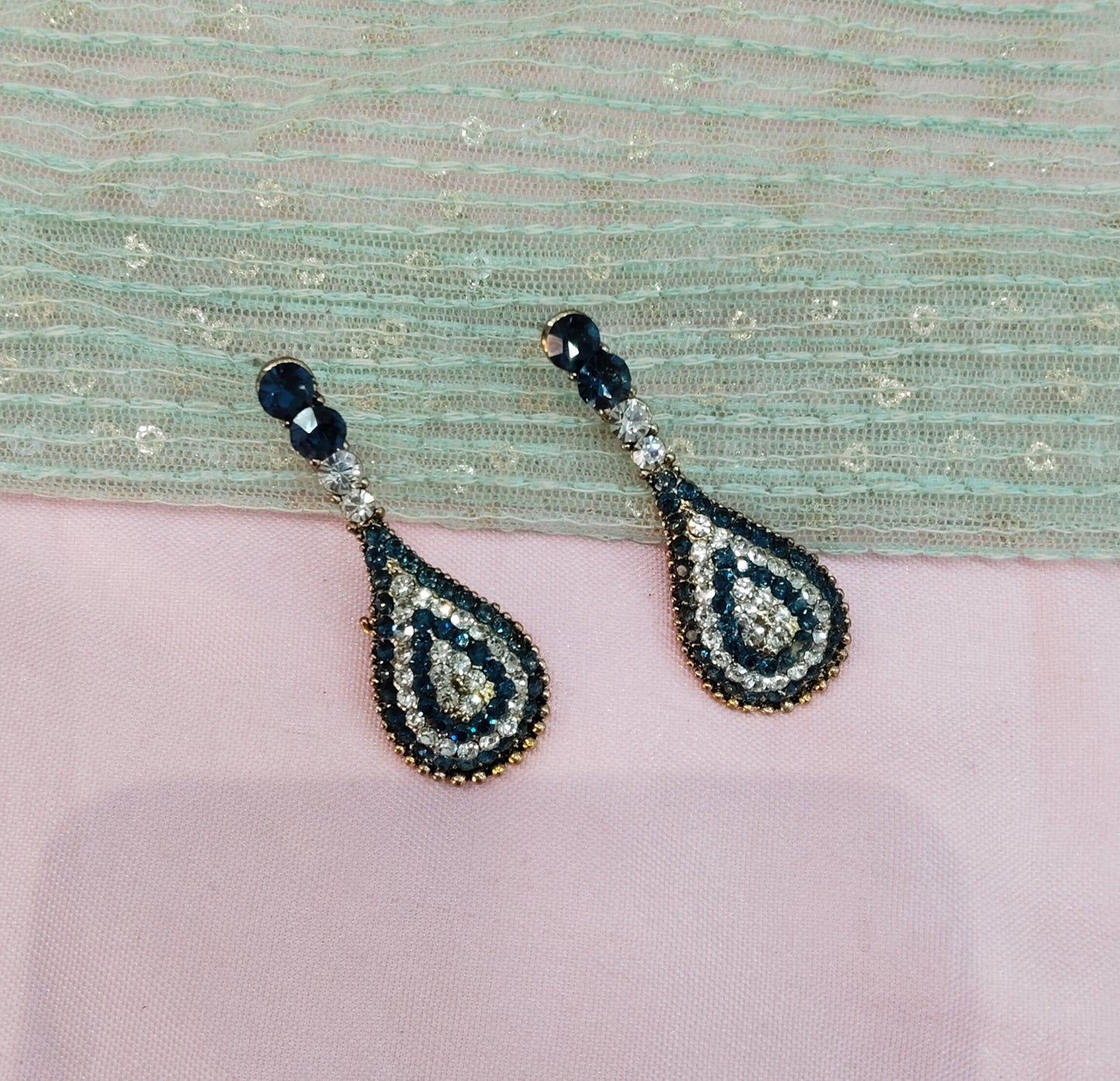 Silver Blue Bollywood Virat Earrings